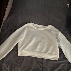 Cropped White Crewneck Sweatshirt